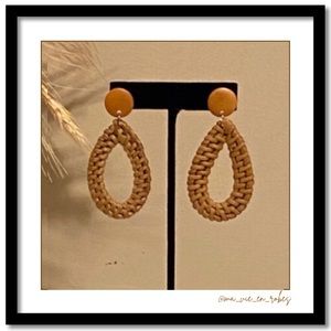 Teardrop Bamboo Earrings With Warm Wooden Dots